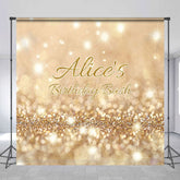 Aperturee - Aperturee Gold Bokeh Glitter Custom Name Birthday Bash Backdrop